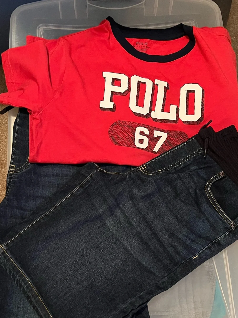 Boys Ralph Lauren Tee SZ 14/16(L) w 2 Pair New Denim Pull-On Shorts SZ 14/16(L)